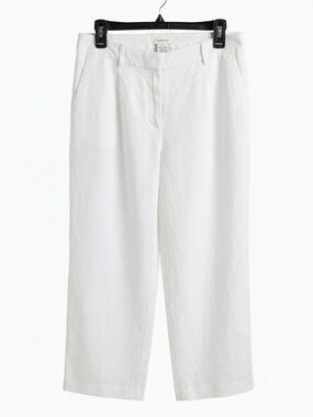 H&M White Linen Blend Wide-Leg Pants Sz 12